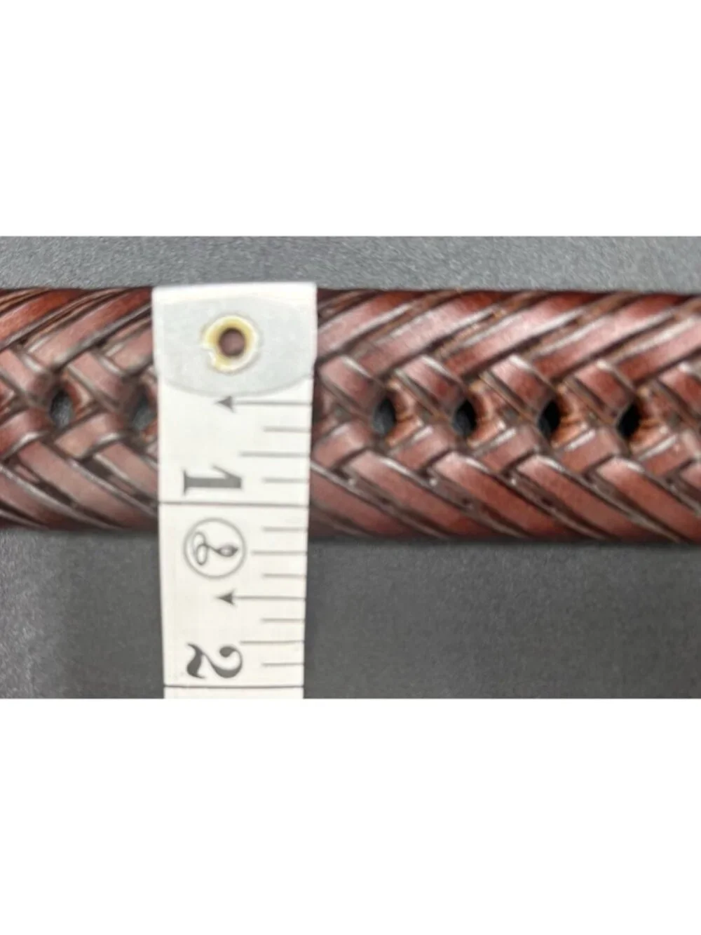 Tommy Hilfiger Men's Belt Braided Woven Black Brown Leather Size 37